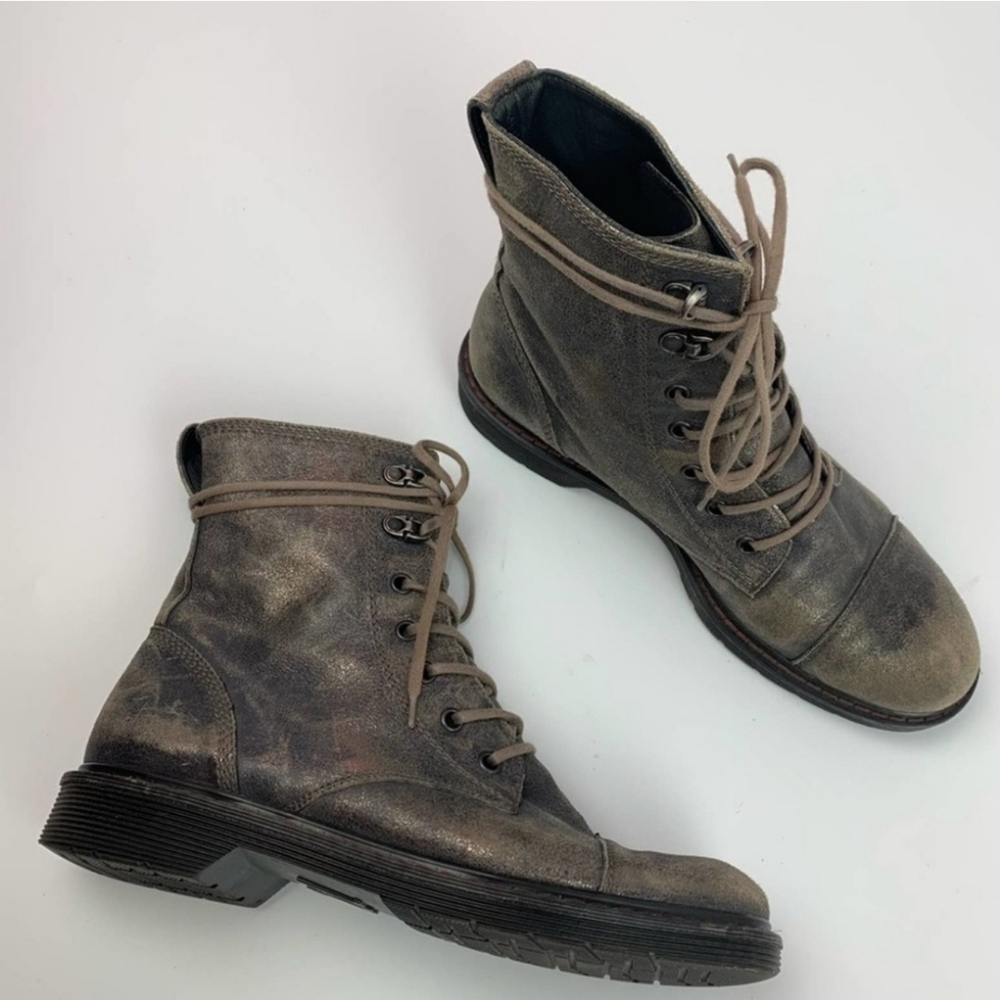 Paul Green Metallic Combat Ankle Boots Size 7